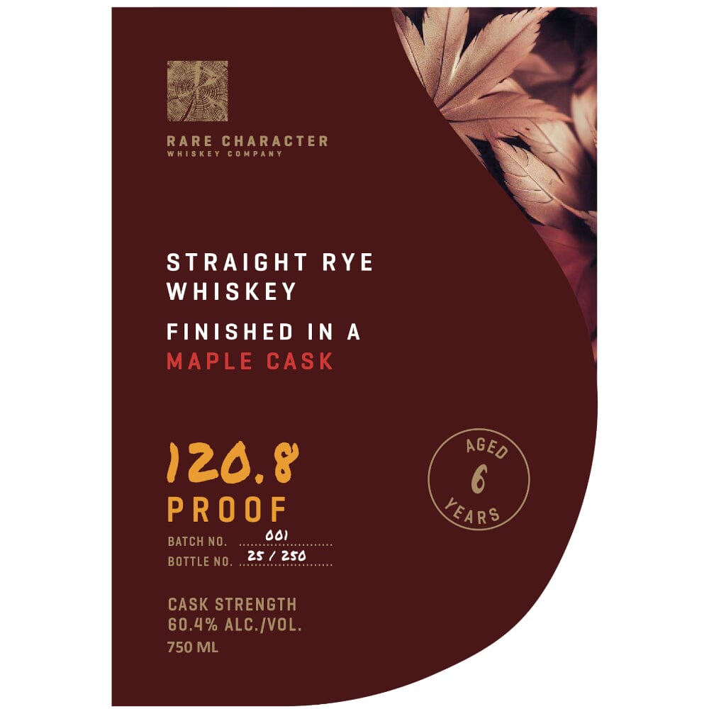 Rare Character Straight Rye Finished in a Maple Cask Rye Whiskey Rare Character Whiskey 