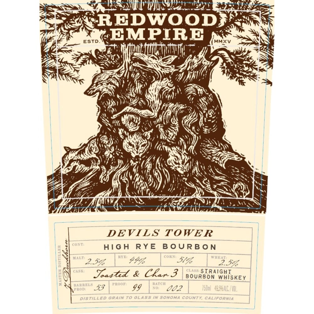 Redwood Empire Devils Tower High Rye Bourbon Batch 002 Bourbon Redwood Empire Whiskey