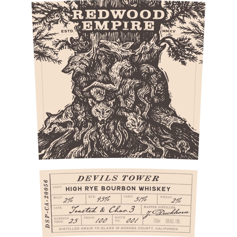 Redwood Empire Devils Tower High Rye Bourbon Bourbon Redwood Empire Whiskey