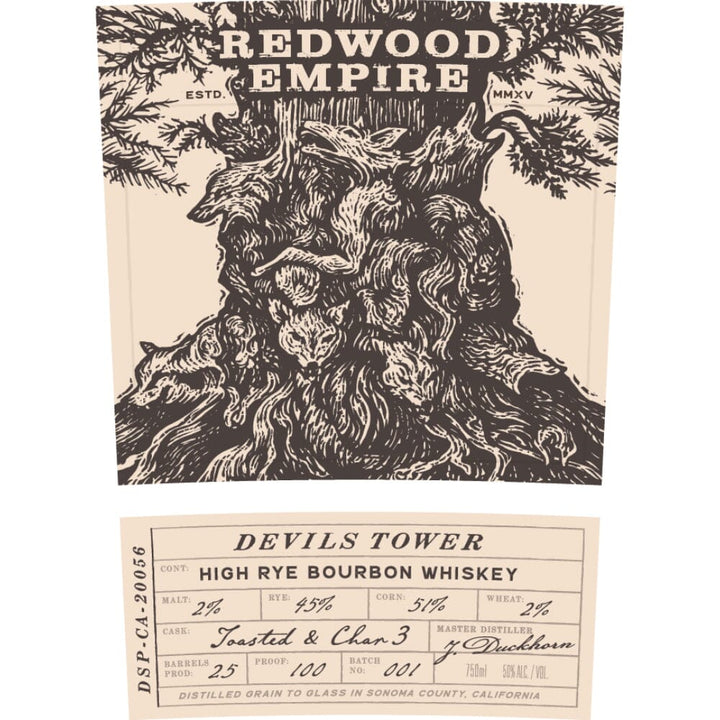 Redwood Empire Devils Tower High Rye Bourbon Bourbon Redwood Empire Whiskey