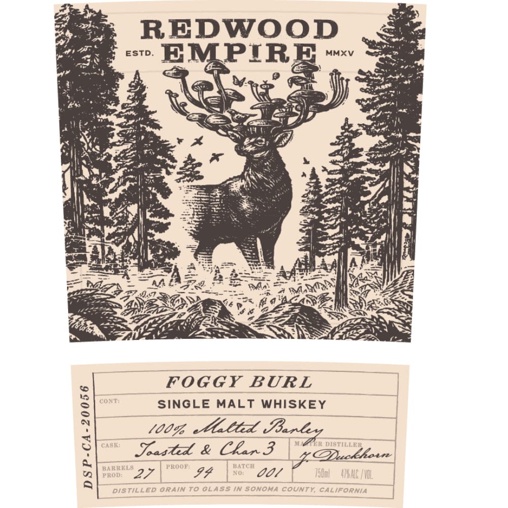 Redwood Empire Foggy Burl Single Malt Whiskey American Single Malt Whiskey Redwood Empire Whiskey
