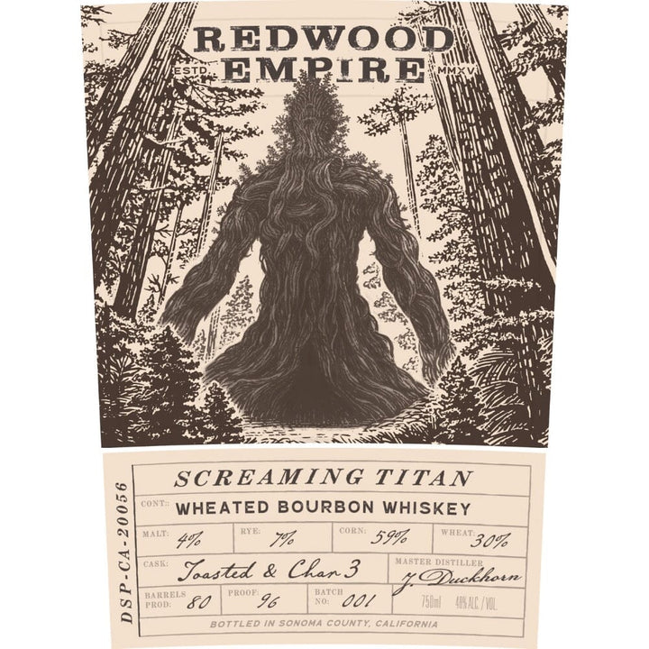 Redwood Empire Screaming Titan Wheated Bourbon Wheated Bourbon Redwood Empire Whiskey