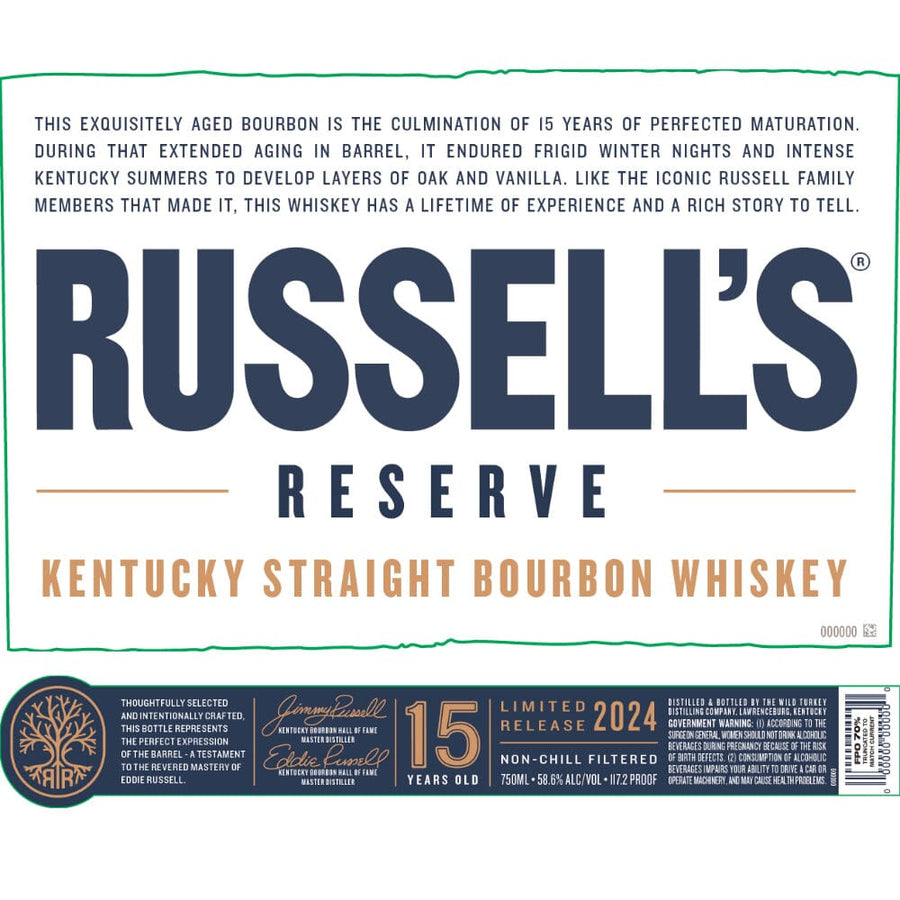 Russell’s Reserve 15 Year Old Bourbon 2024 Release Bourbon Russell’s Reserve