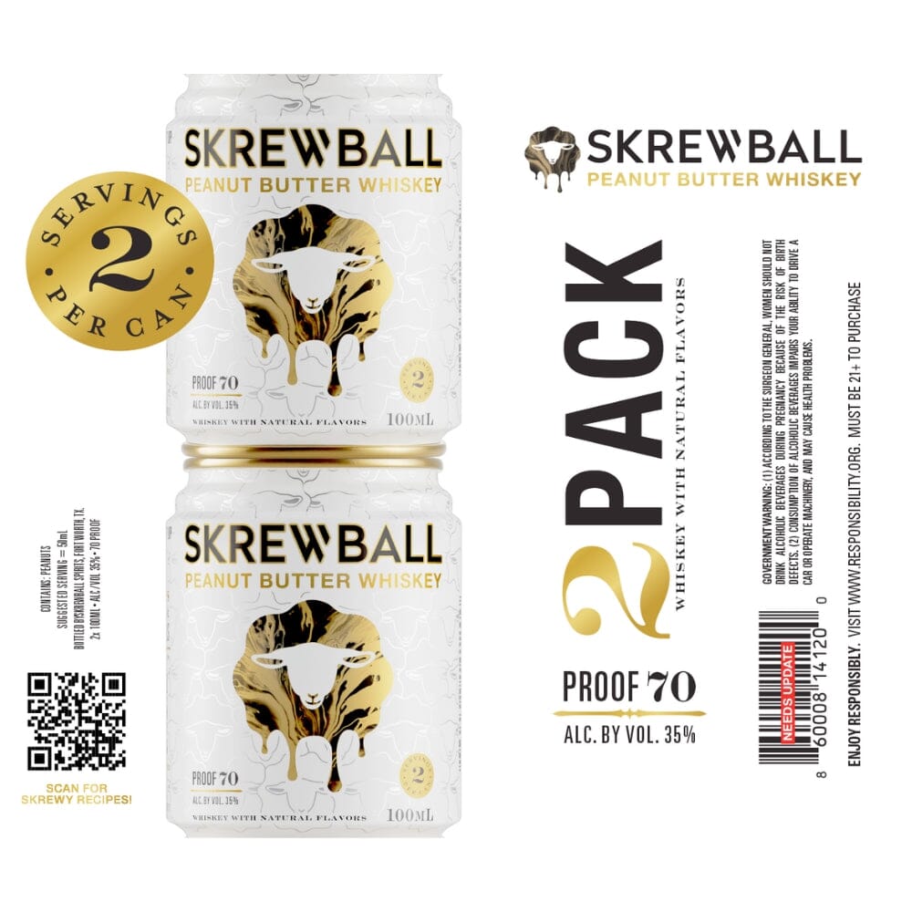 Skrewball Peanut Butter Whiskey Can 2 Pack Flavored Whiskey Skrewball