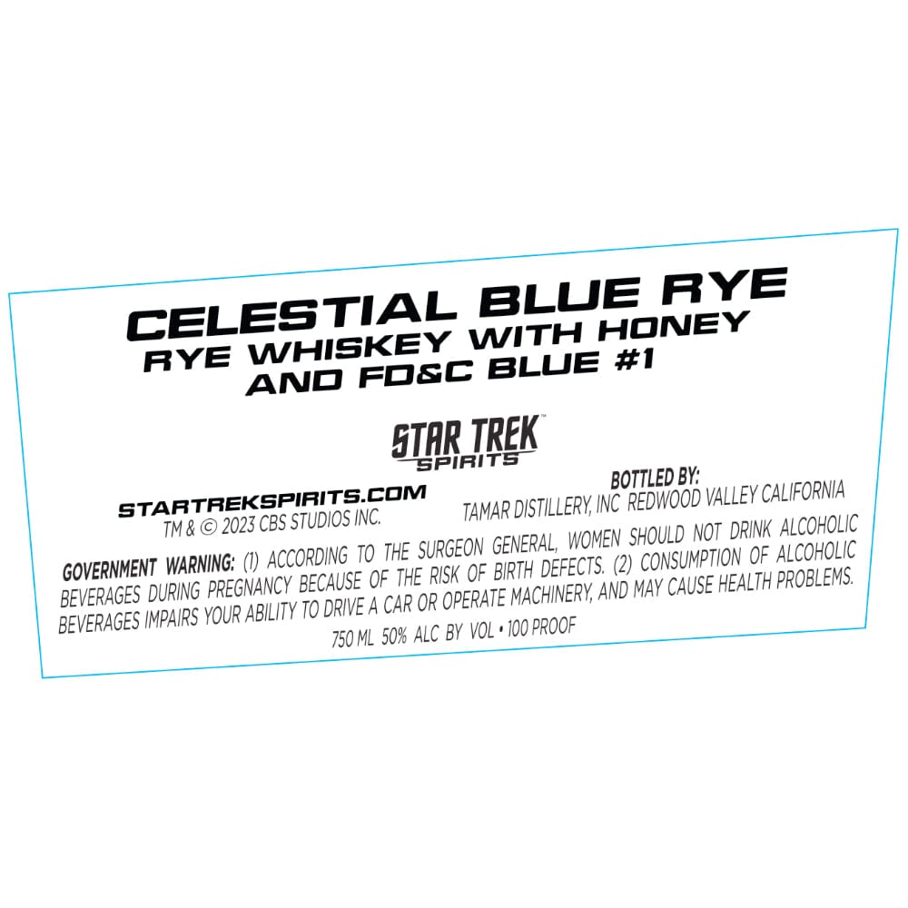 Star Trek Spirits Celestial Blue Rye Whiskey Rye Whisky Star Trek Spirits