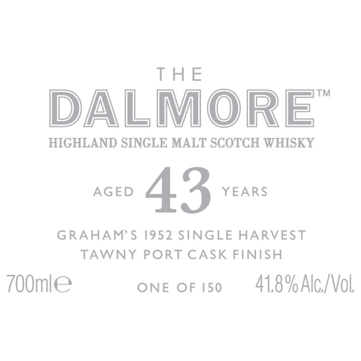 The Dalmore 43 Year Old Graham’s 1952 Single Harvest Tawny Port Cask Scotch The Dalmore