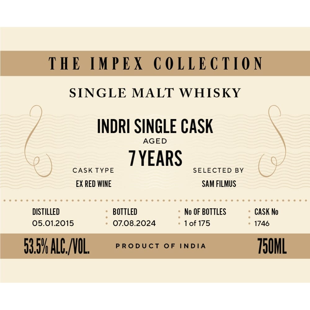 The ImpEx Collection Indri Single Cask 7 Year Old Scotch The ImpEx Collection