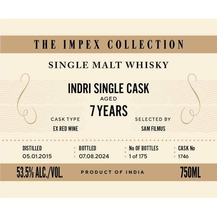 The ImpEx Collection Indri Single Cask 7 Year Old Scotch The ImpEx Collection