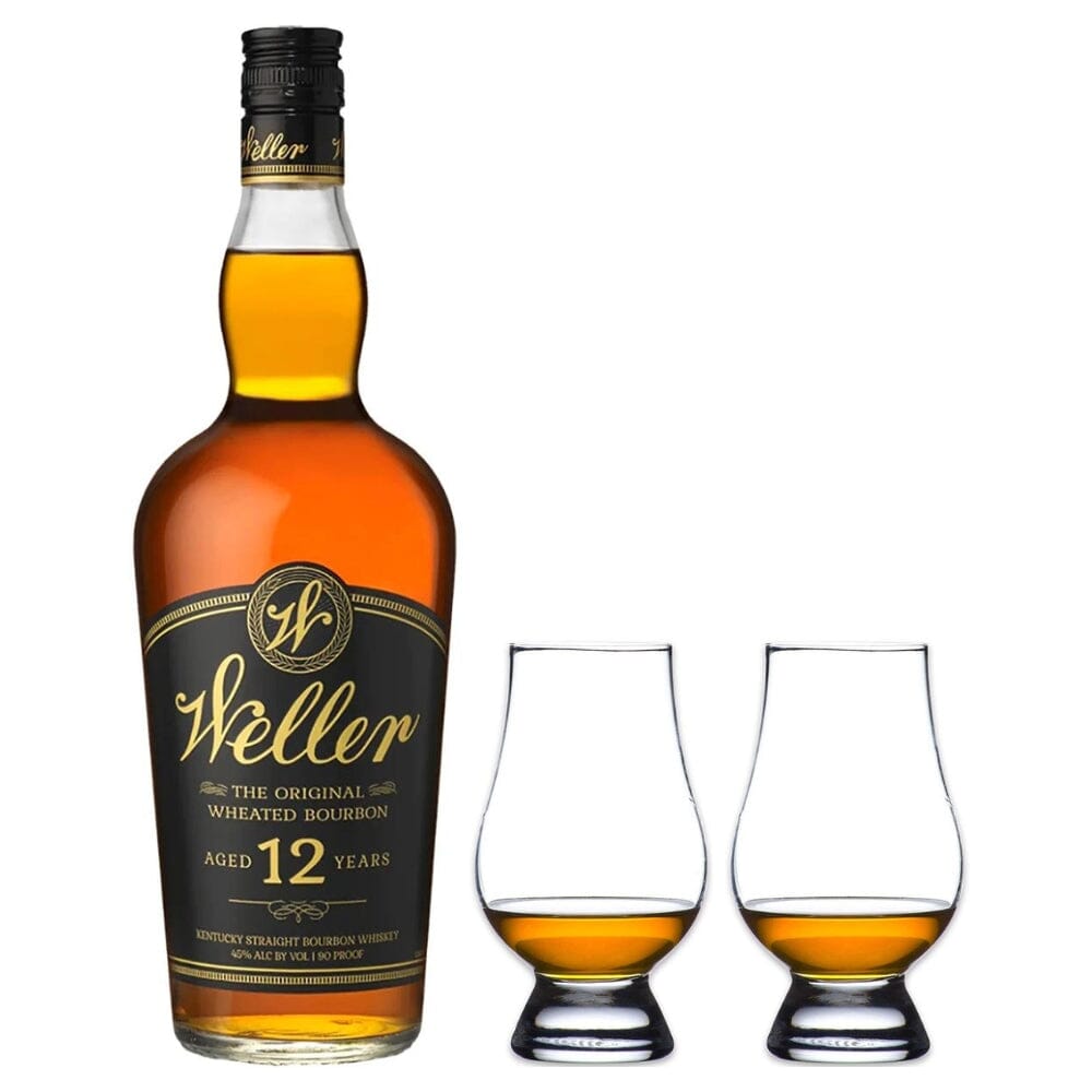 W.L. Weller Aged 12 Years Bourbon Whiskey & Glencairn Whiskey Glass Set Bourbon W.L. Weller