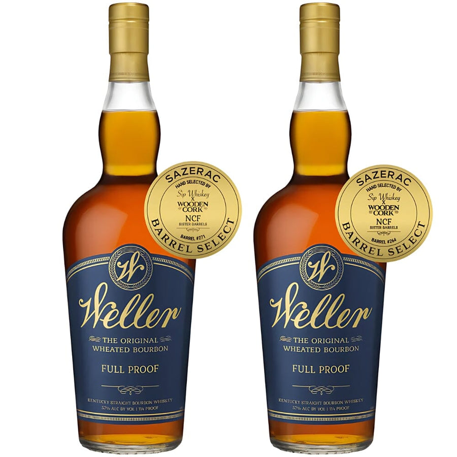 W.L. Weller Full Proof Non-Chill Filtered Sister Barrels Pick by Wooden Cork & Sip Whiskey 2pk Bourbon W.L. Weller