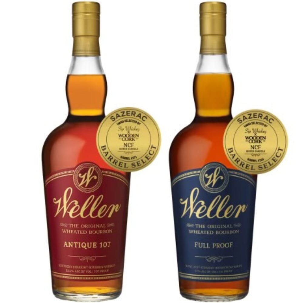 Weller Full Proof & Antique 107 Sip Whiskey X Wooden Cork NCF Sister Single Barrels Bourbon W.L. Weller