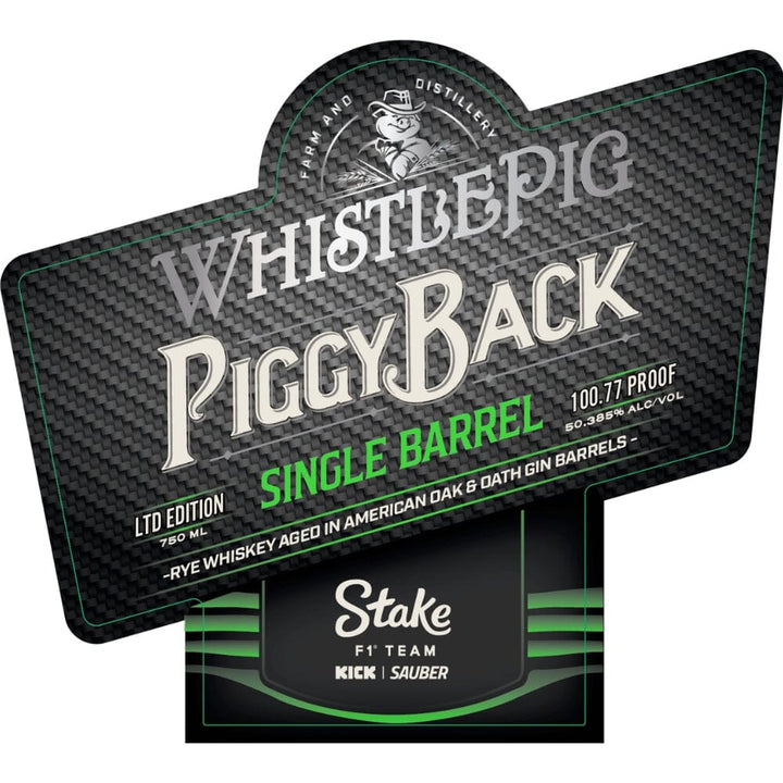 WhistlePig PiggyBack Stake F1 Team Kick Sauber Rye Whiskey WhistlePig