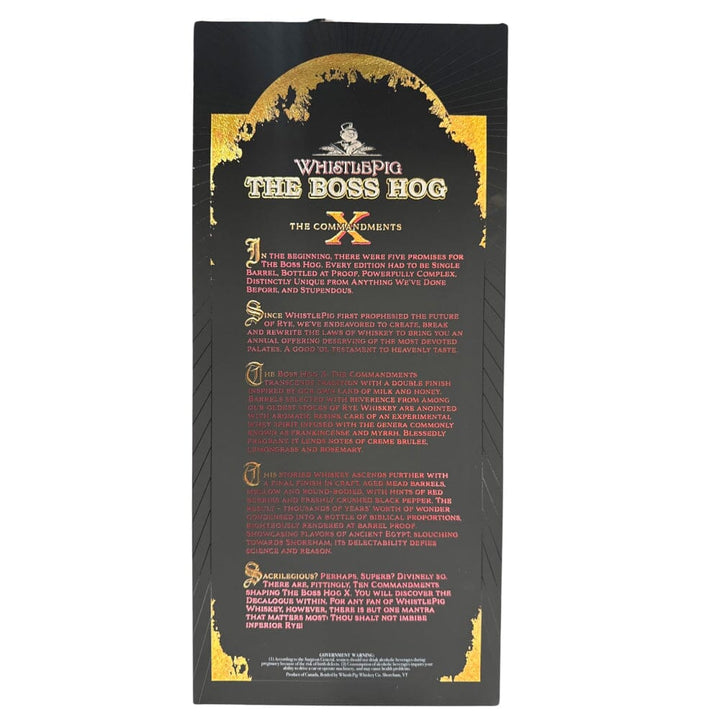 WhistlePig The Boss Hog X: The Commandments Straight Rye Rye Whiskey WhistlePig