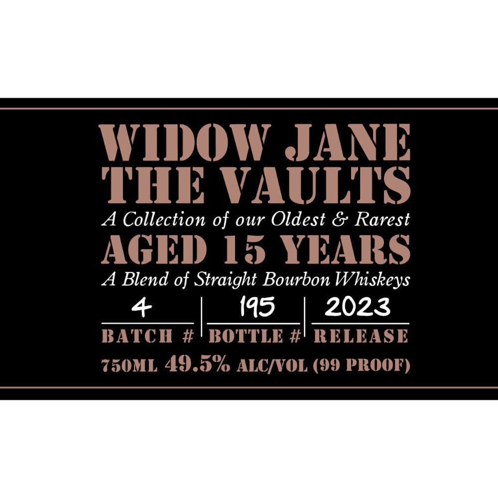 Widow Jane The Vaults 15 Year Old 2023 Edition Blended Whiskey Widow Jane