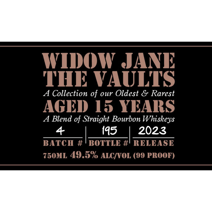 Widow Jane The Vaults 15 Year Old 2023 Edition Blended Whiskey Widow Jane