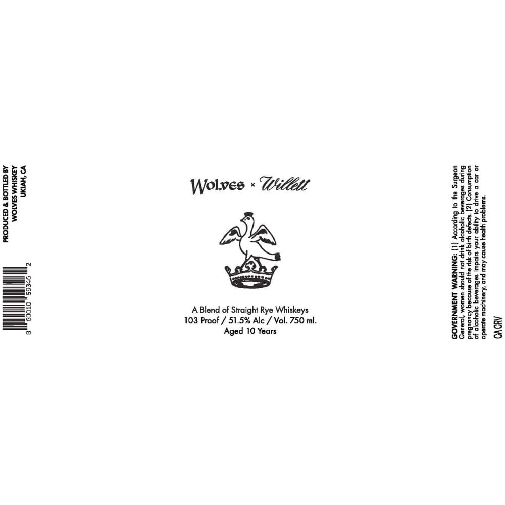 Wolves X Willett 10 Year Old Straight Rye Whiskey Rye Whiskey Wolves Whiskey