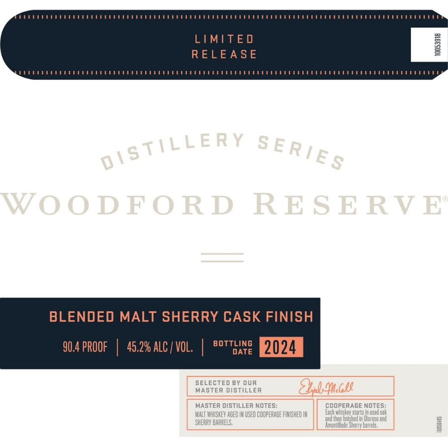 Woodford Reserve Distillery Series Blended Malt Sherry Cask Finish 2024 Release Malt Whiskey Woodford Reserve