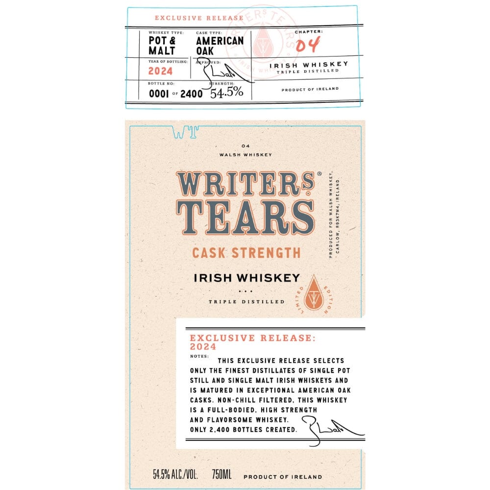 Writers’ Tears Cask Strength Irish Whiskey Release 2024 Irish whiskey Writers Tears