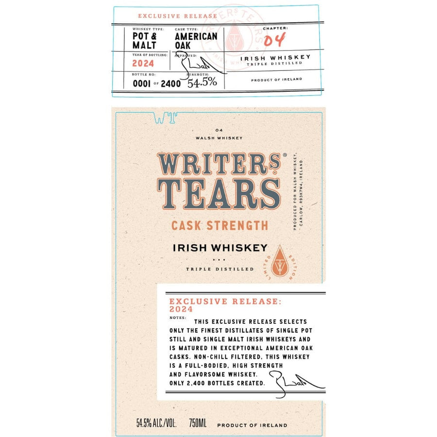 Writers’ Tears Cask Strength Irish Whiskey Release 2024 Irish whiskey Writers Tears