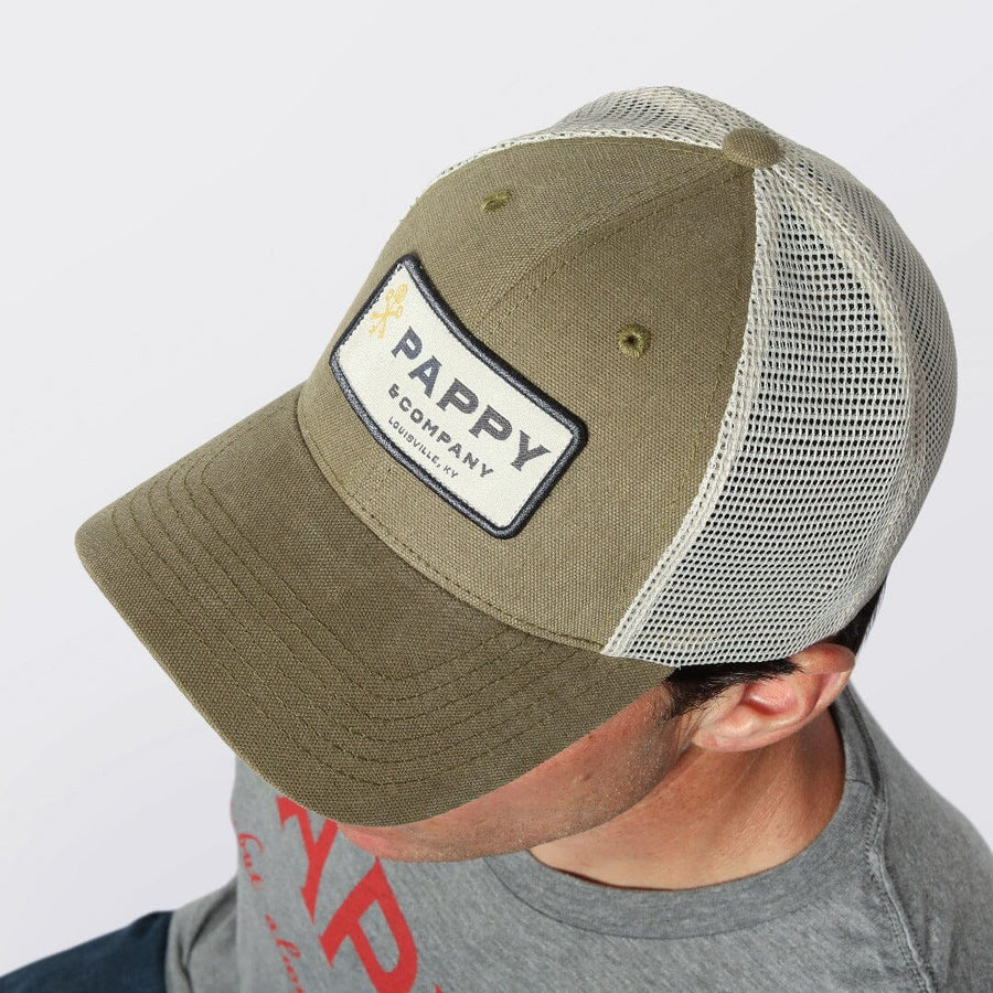 Pappy & Company Trucker Hat in Olive Apparel & Gear Pappy & Company