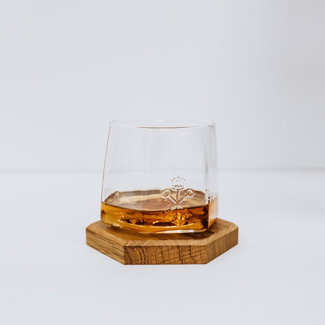 Pappy & Company Spinning Glass Set with Barrel Stave Coasters Home & Bar Pappy & Company