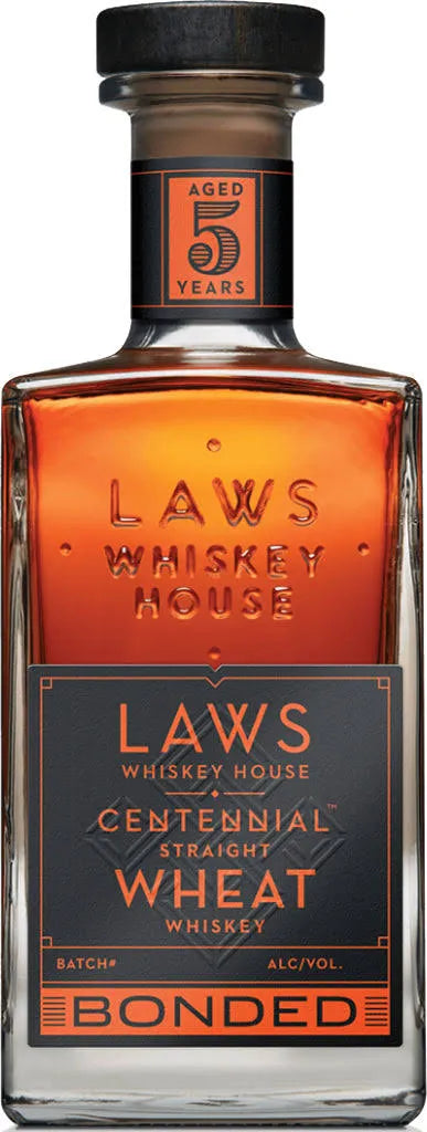 Laws Centennial Straight Wheat Whiskey Bottled in Bond Straight Wheat Whiskey Laws Whiskey House