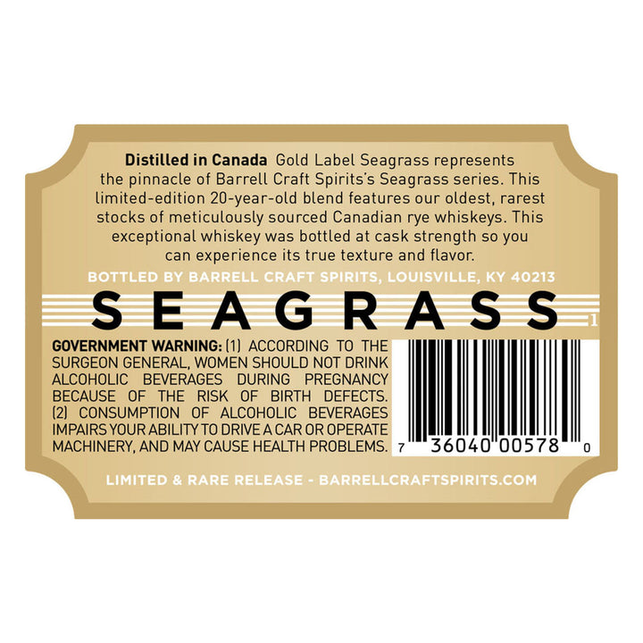Barrell Craft Spirits Seagrass Gold Label Rye Whiskey Barrell Craft Spirits