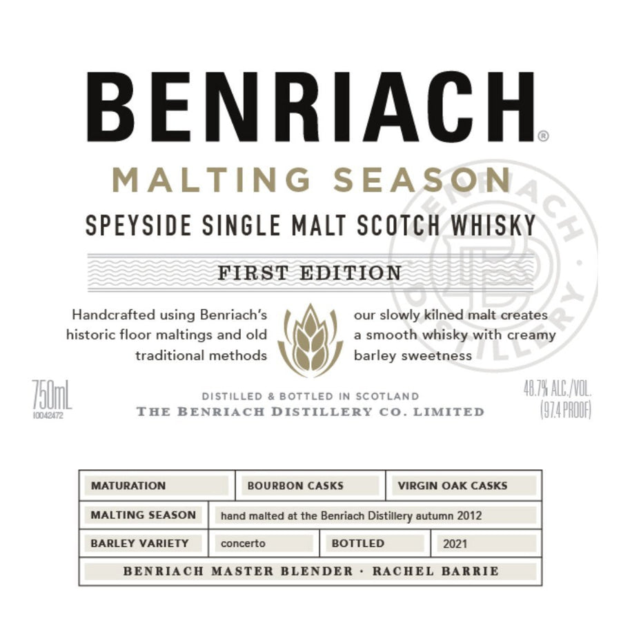 Benriach Malting Season First Edition Single Malt Scotch Whiskey BenRiach