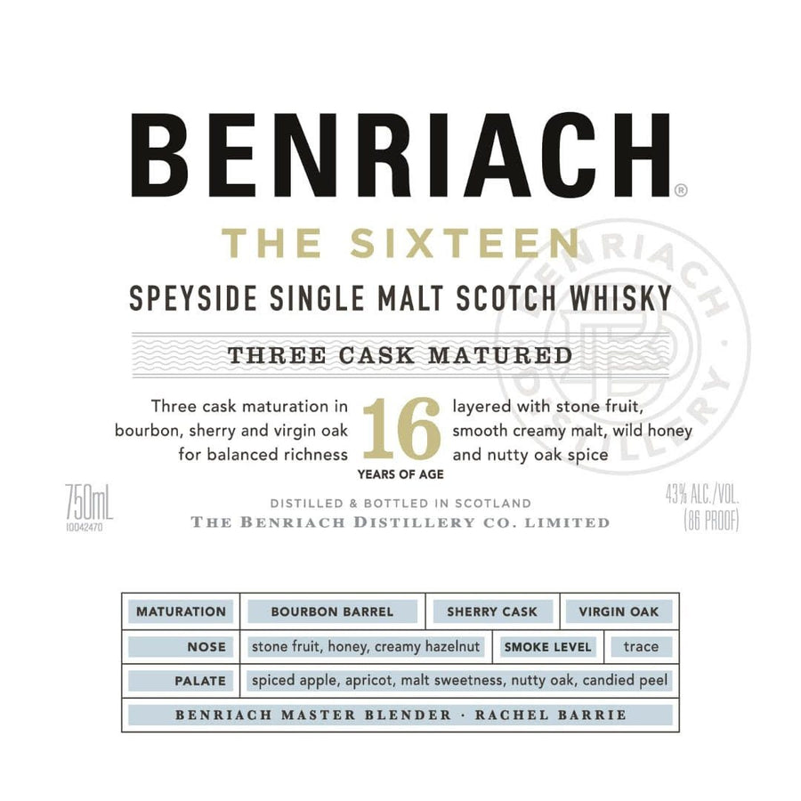 Benriach The Sixteen Three Cask Matured Scotch Whisky BenRiach