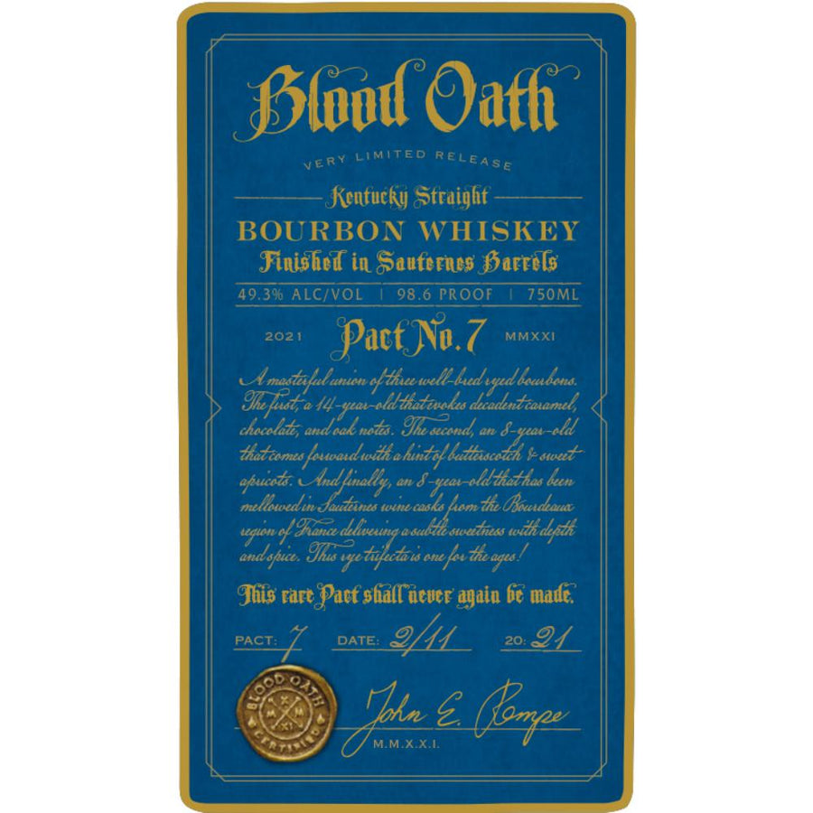 Blood Oath Pact No. 7 Bourbon Blood Oath
