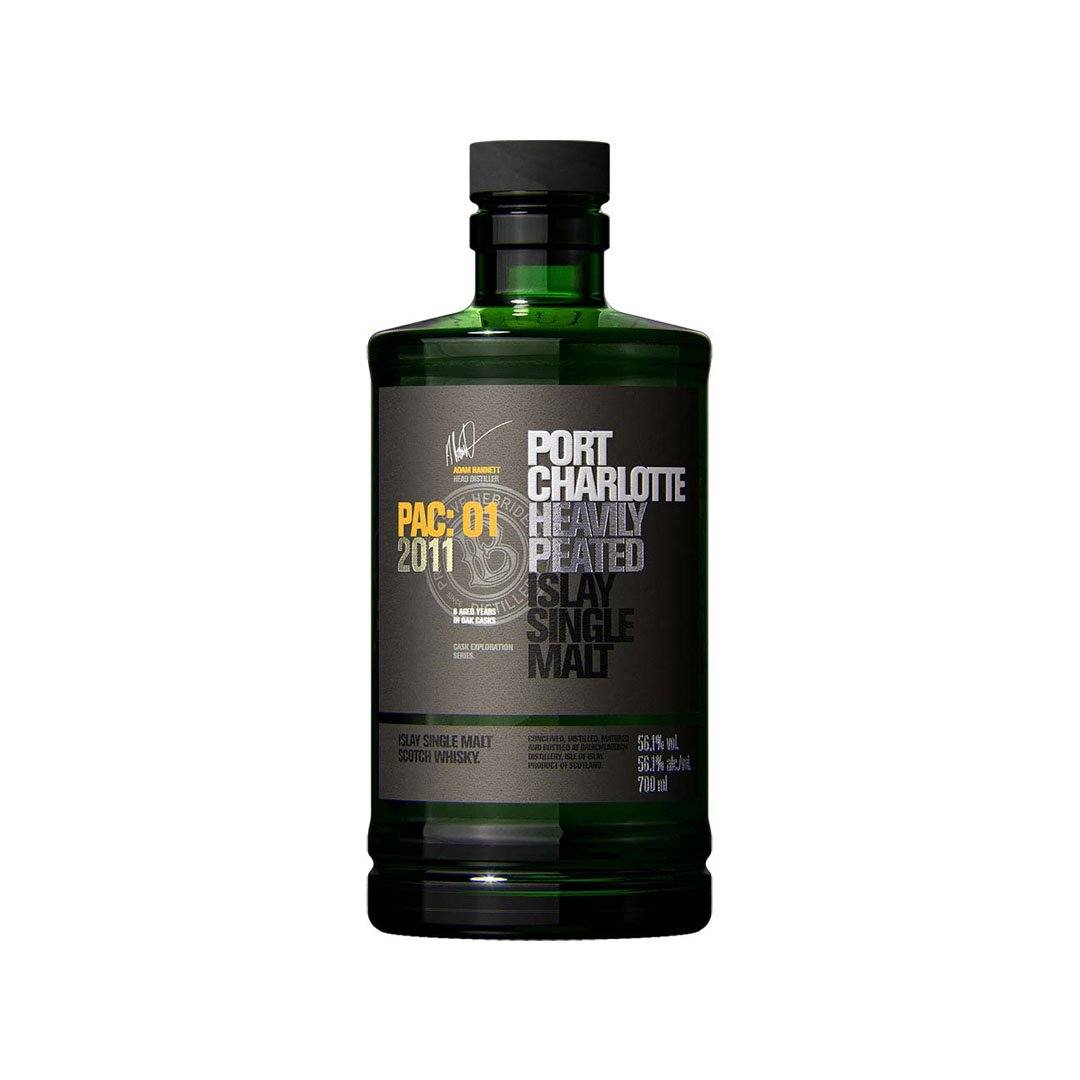 Bruichladdich Port Charlotte PAC: 01 Heavily Peated Single Malt Scotch Whiskey 2011 Islay Single Malt Bruichladdich