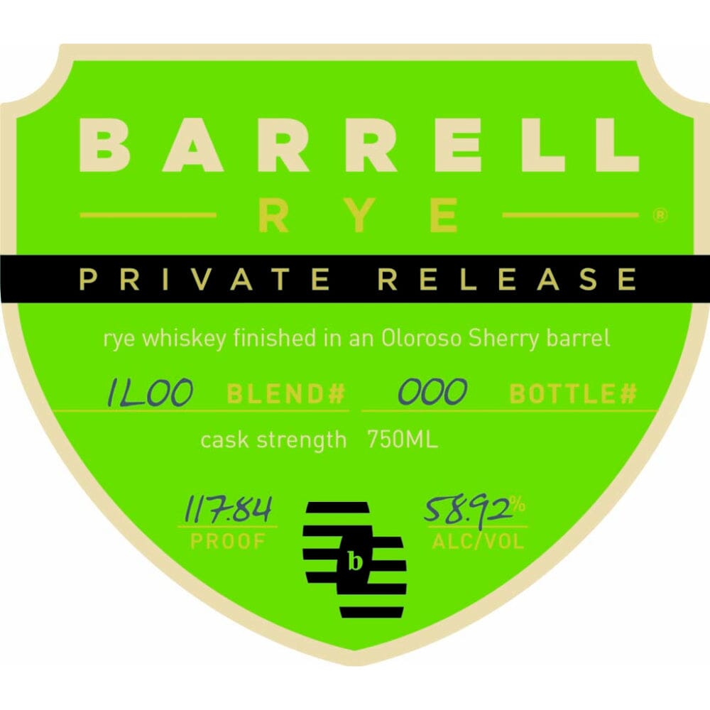 Barrell Rye Private Release Finished in an Oloroso Sherry Barrel Rye Whiskey Barrell Craft Spirits