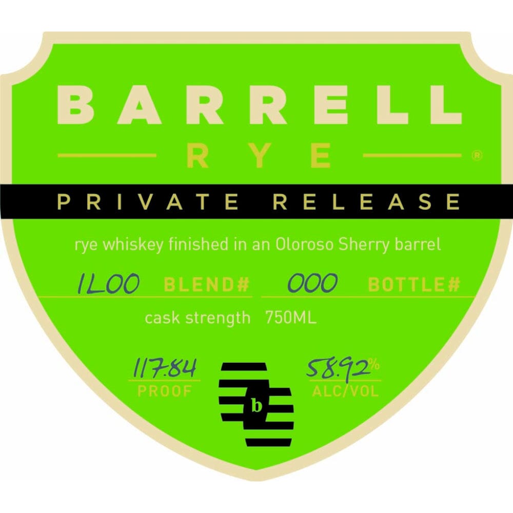 Barrell Rye Private Release Finished in an Oloroso Sherry Barrel Rye Whiskey Barrell Craft Spirits 