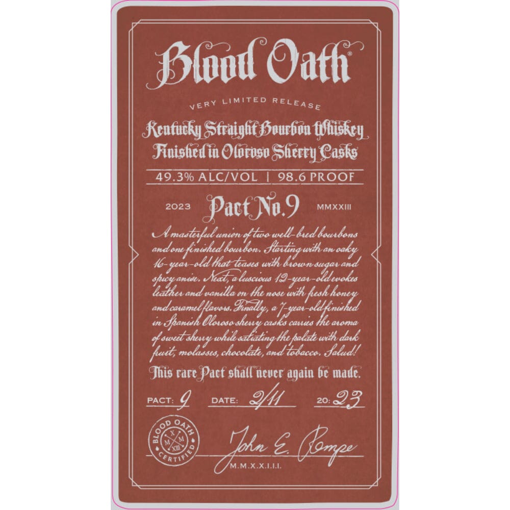 Blood Oath Pact No. 9 Bourbon Blood Oath