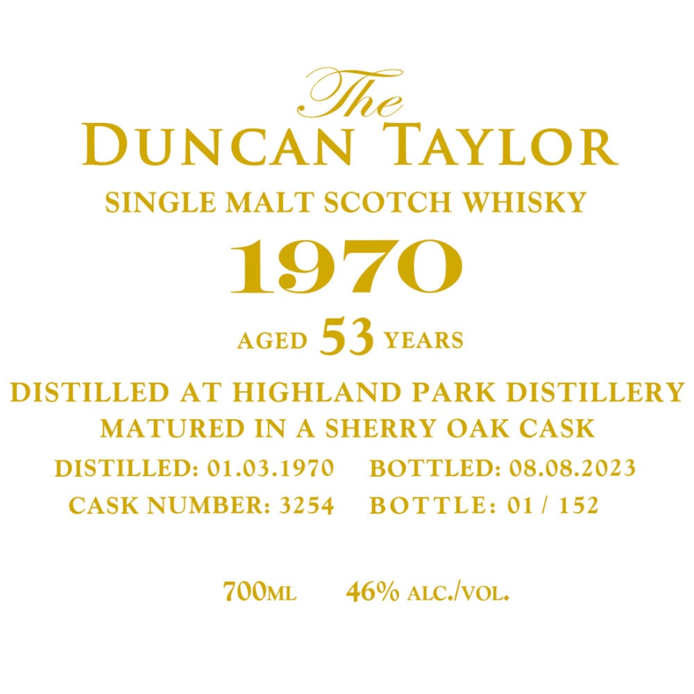 Duncan Taylor 1970 Highland Park 53 Year Old Scotch Duncan Taylor
