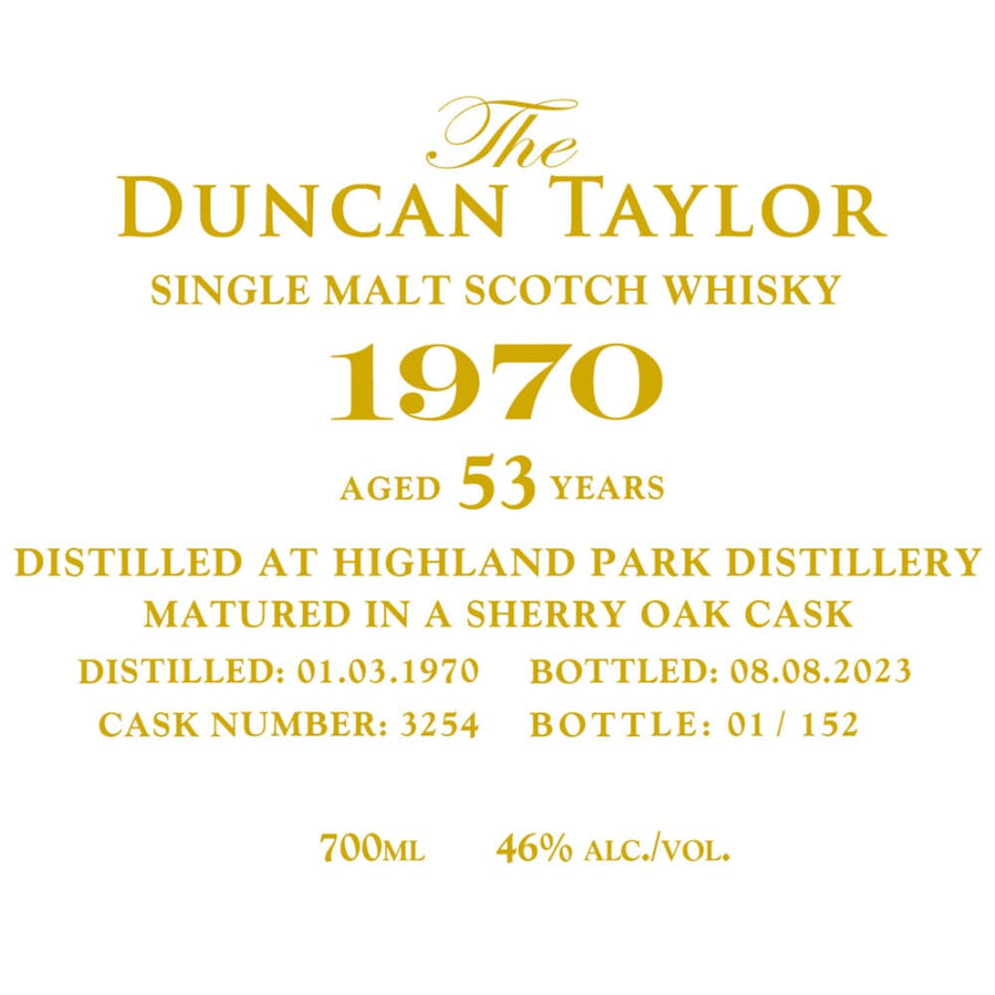 Duncan Taylor 1970 Highland Park 53 Year Old Scotch Duncan Taylor