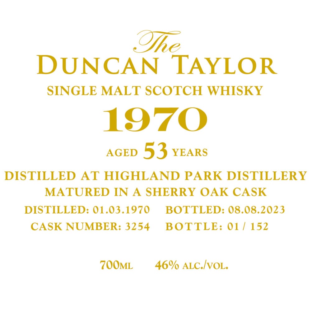 Duncan Taylor 1970 Highland Park 53 Year Old Scotch Duncan Taylor 