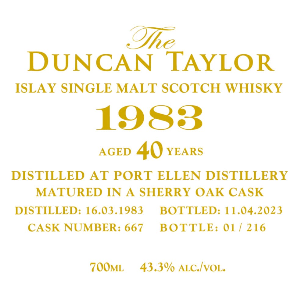 Duncan Taylor 1983 Port Ellen 40 Year Old Scotch Duncan Taylor