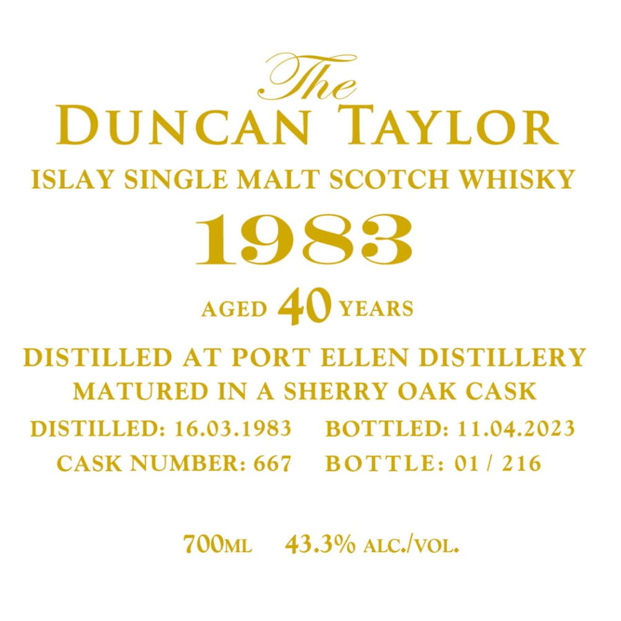 Duncan Taylor 1983 Port Ellen 40 Year Old Scotch Duncan Taylor