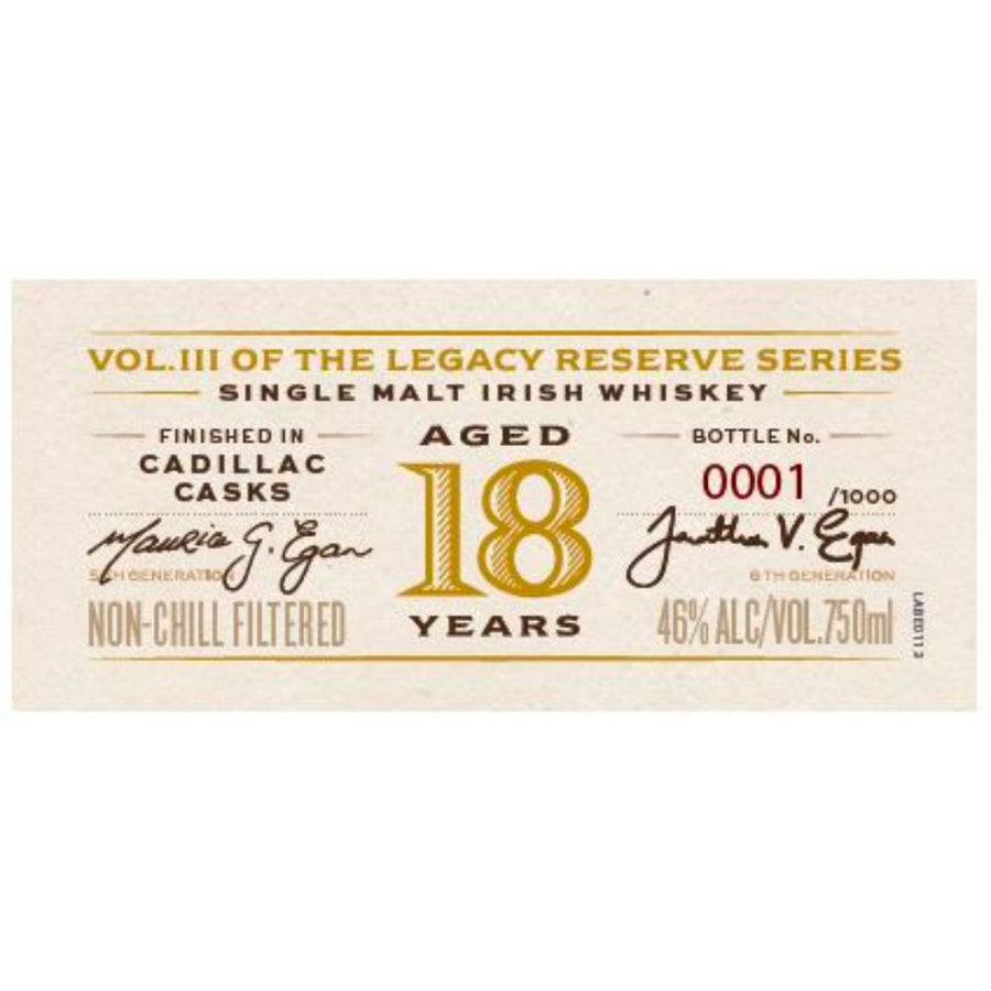 Egan's Legacy Reserve III 18 Year Old Irish whiskey Egan's Irish Whiskey