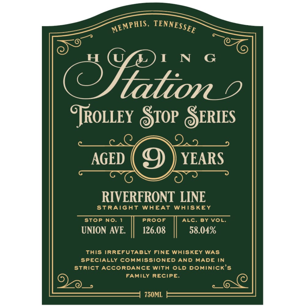 Huling Station Trolley Stop Series 9 Year Old Riverfront Line Straight Wheat Whiskey Wheat Whiskey Huling Station