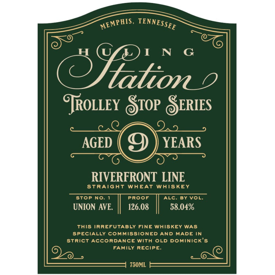 Huling Station Trolley Stop Series 9 Year Old Riverfront Line Straight Wheat Whiskey Wheat Whiskey Huling Station
