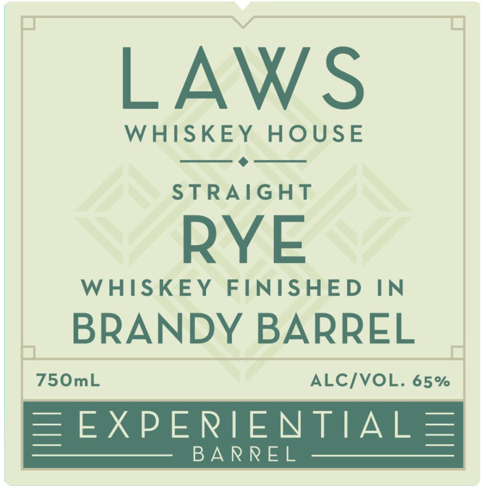 Laws Experiential Barrel Straight Rye Finished in a Brandy Barrel Rye Whiskey Laws Whiskey House