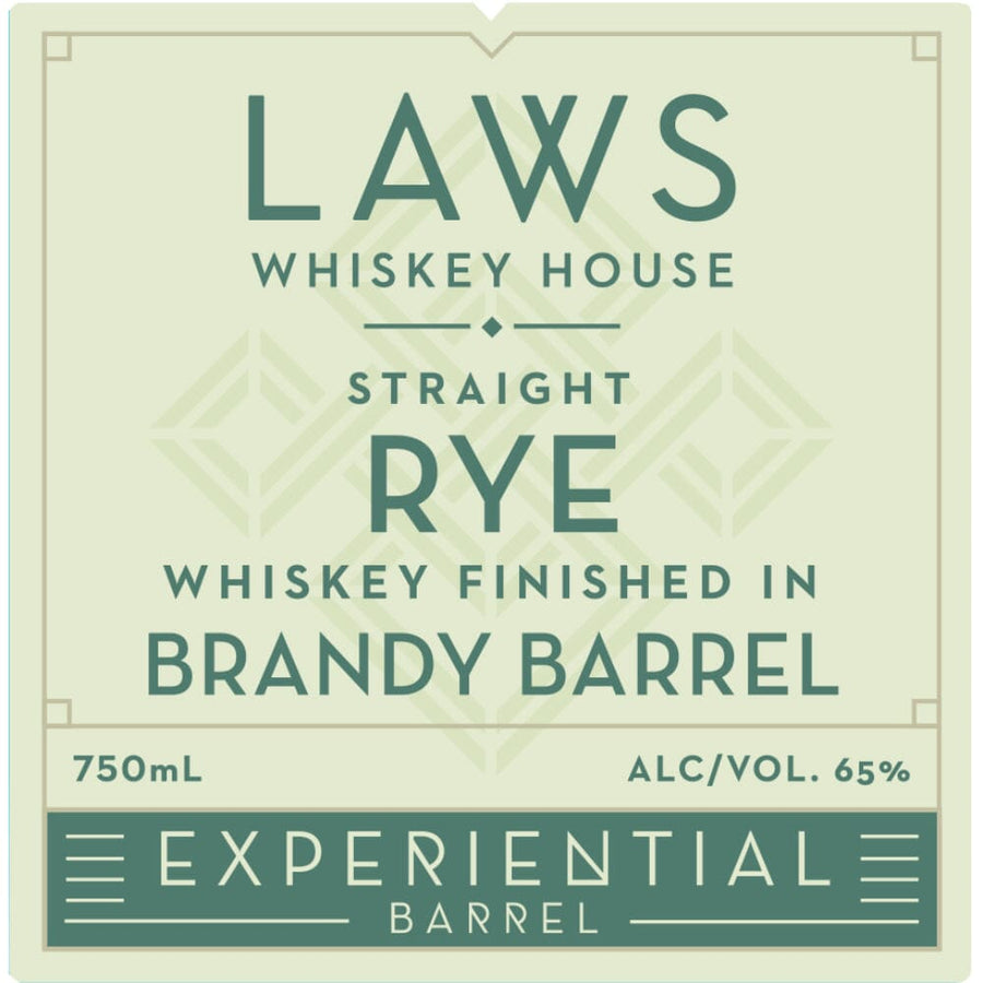 Laws Experiential Barrel Straight Rye Finished in a Brandy Barrel Rye Whiskey Laws Whiskey House