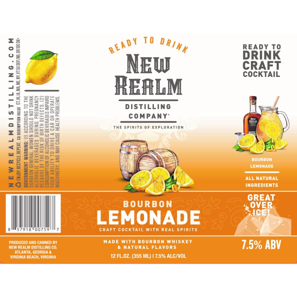 New Realm Bourbon Lemonade Craft Cocktail Ready-To-Drink Cocktails New Realm Distilling