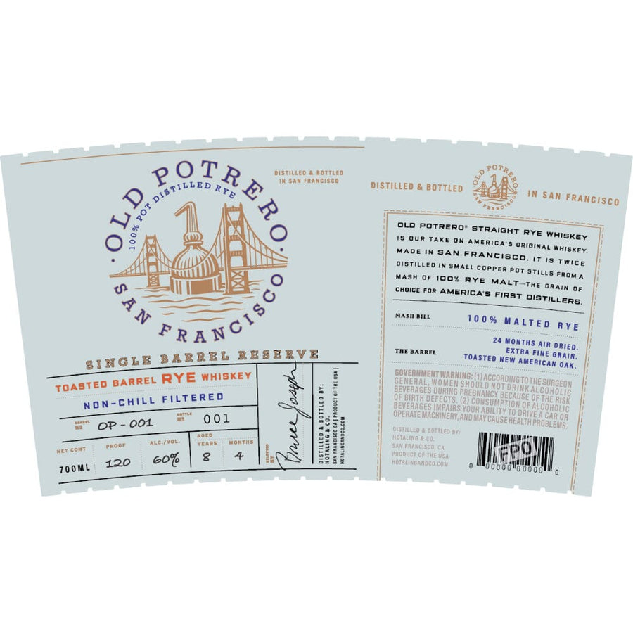 Old Potrero Single Barrel Reserve Toasted Barrel Rye Whiskey Rye Whiskey Old Potrero