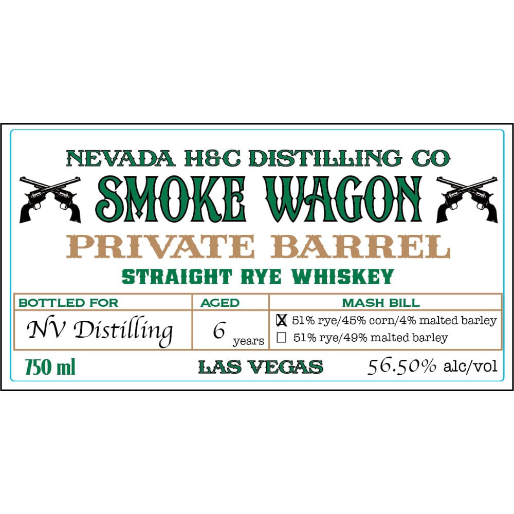 Smoke Wagon Private Barrel Straight Rye Whiskey Rye Whiskey Smoke Wagon Bourbon
