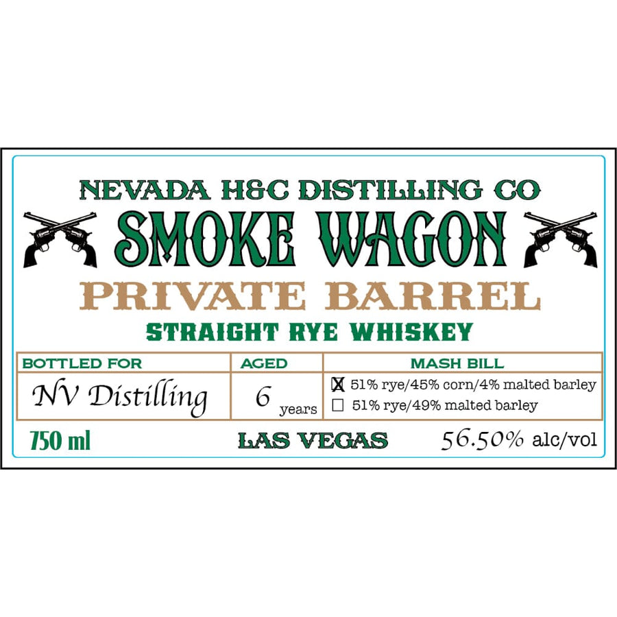 Smoke Wagon Private Barrel Straight Rye Whiskey Rye Whiskey Smoke Wagon Bourbon