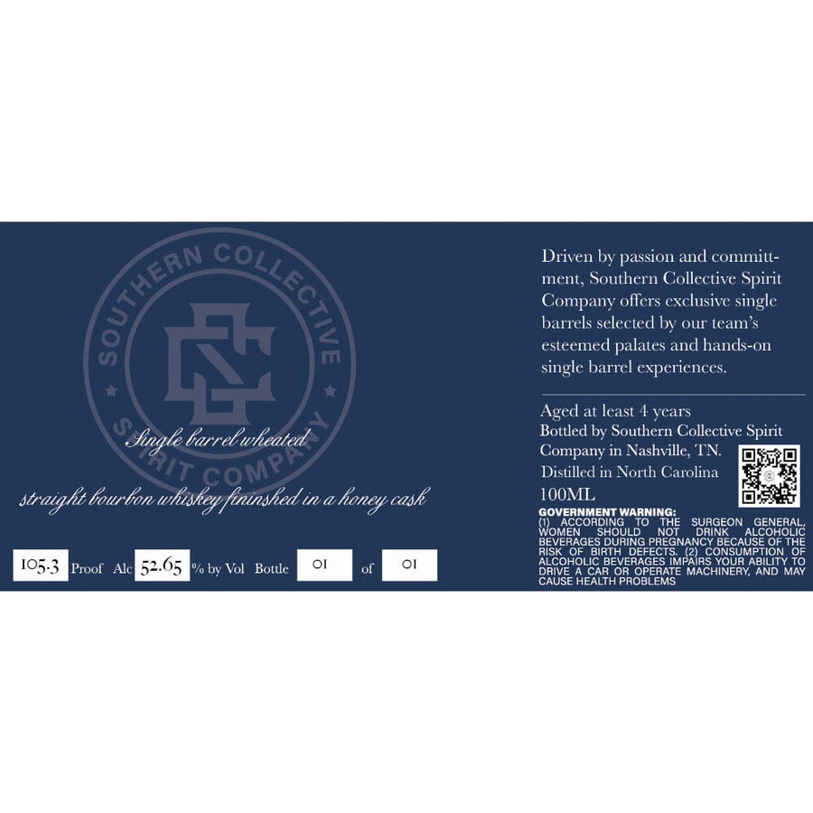 Southern Collective Single Barrel Wheated Straight Bourbon Finished in a Honey Cask Bourbon Southern Collective Spirit Company