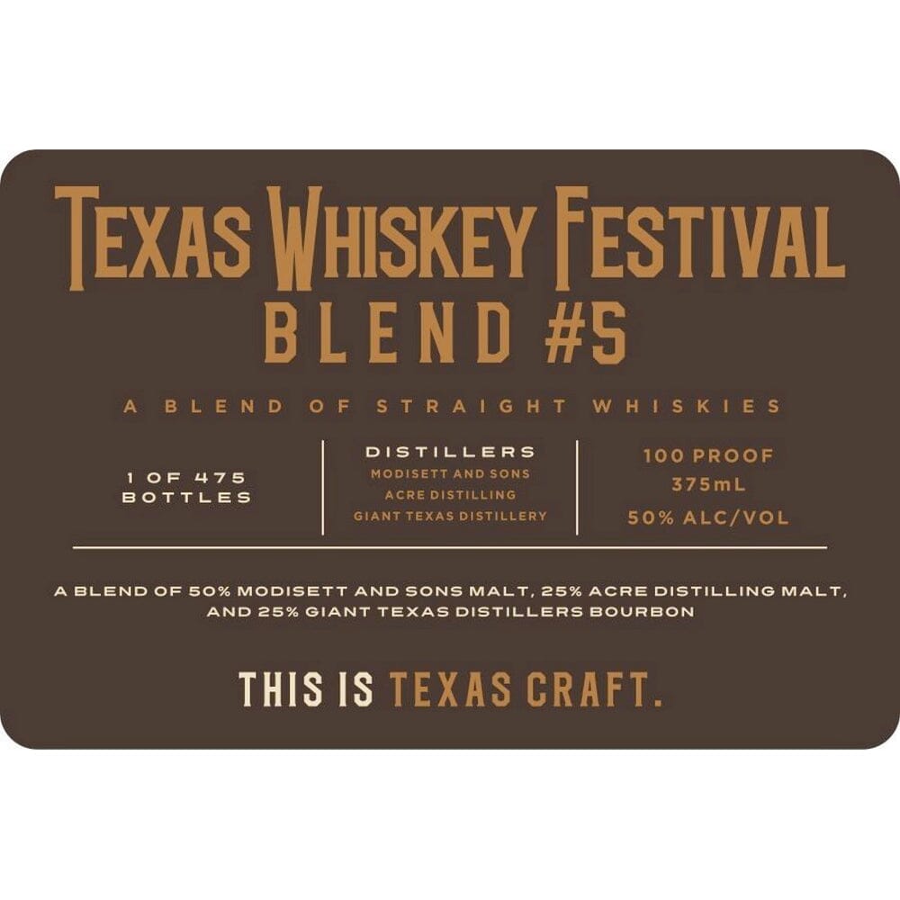 Texas Whiskey Festival Blend #5 Blended Whiskey Crowded Barrel Whiskey Co.